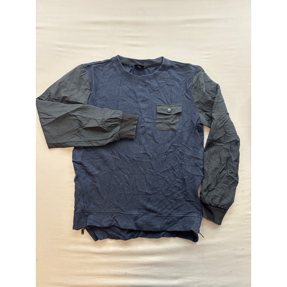 Mossimo Supply Co Mens Small Navy Flecked Sweatshirt Mixed Media Side Zips - Picture 1 of 4